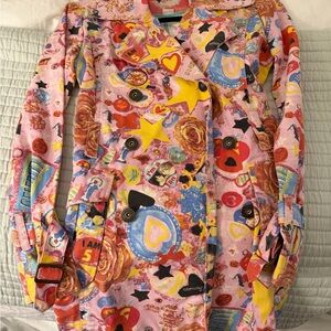 Fiorucci Multicolor Trench Coat with Pink and Yellow